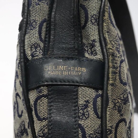 CELINE C Sulky Shoulder Bag Canvas Navy Gold - Picture 8 of 16